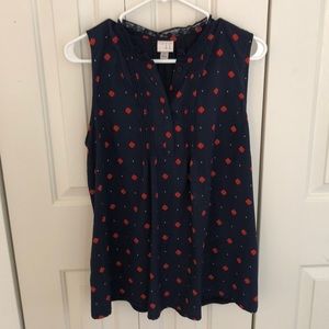 Navy and red sleeveless top